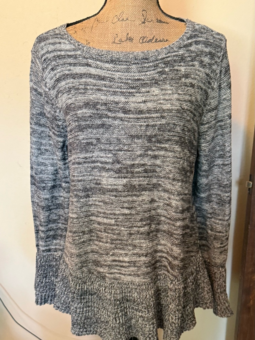 Style & Co. Marled Gray Scoop Neck Knit Sweater